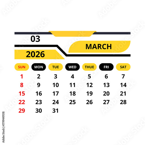 2026 modern calendar set