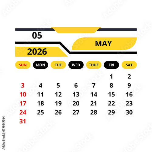 2026 modern calendar set