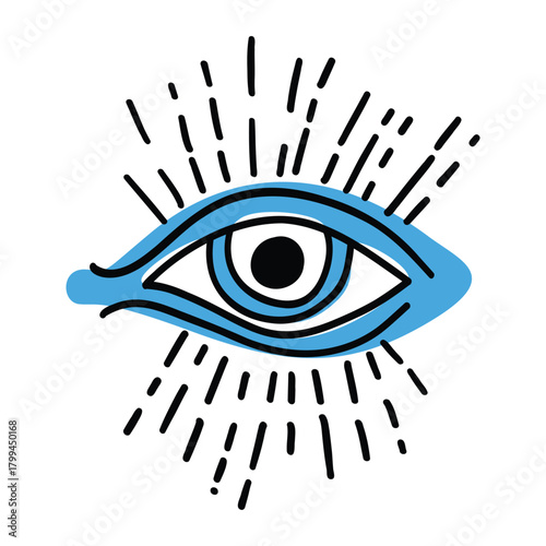 Illuminati eye sketch. tattoo with eye. eye of providence. masonic symbol. shape logo, religion, spirituality, occultism. vector illustration