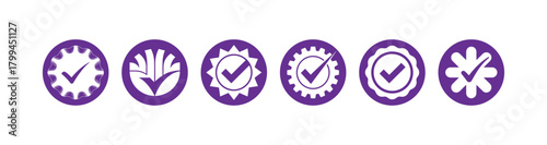 Colorful Checkmark Badge Icons Set, Certification and Approval Seal Vector Pack, vector illustration EPS 10.