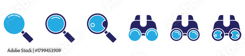 search and discovery icon set. Magnifying glass vector symbols in active and inactive styles.	