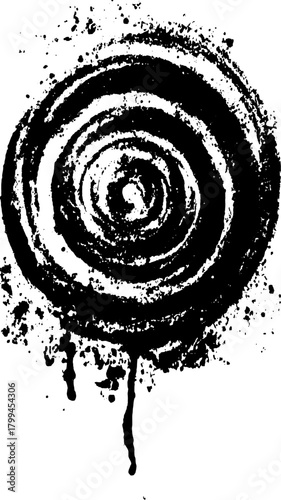 Black spiral circle pattern on a white background. Simple and modern vector illustration emphasizing artistic design in a unique style.