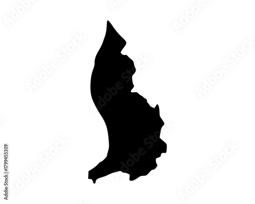 Minimalist flat black vector illustration of Liechtenstein country map silhouette for cultural and educational projects