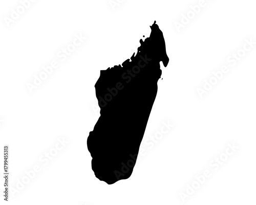Minimal flat black vector illustration of Madagascar country map silhouette for cultural, educational, and design use