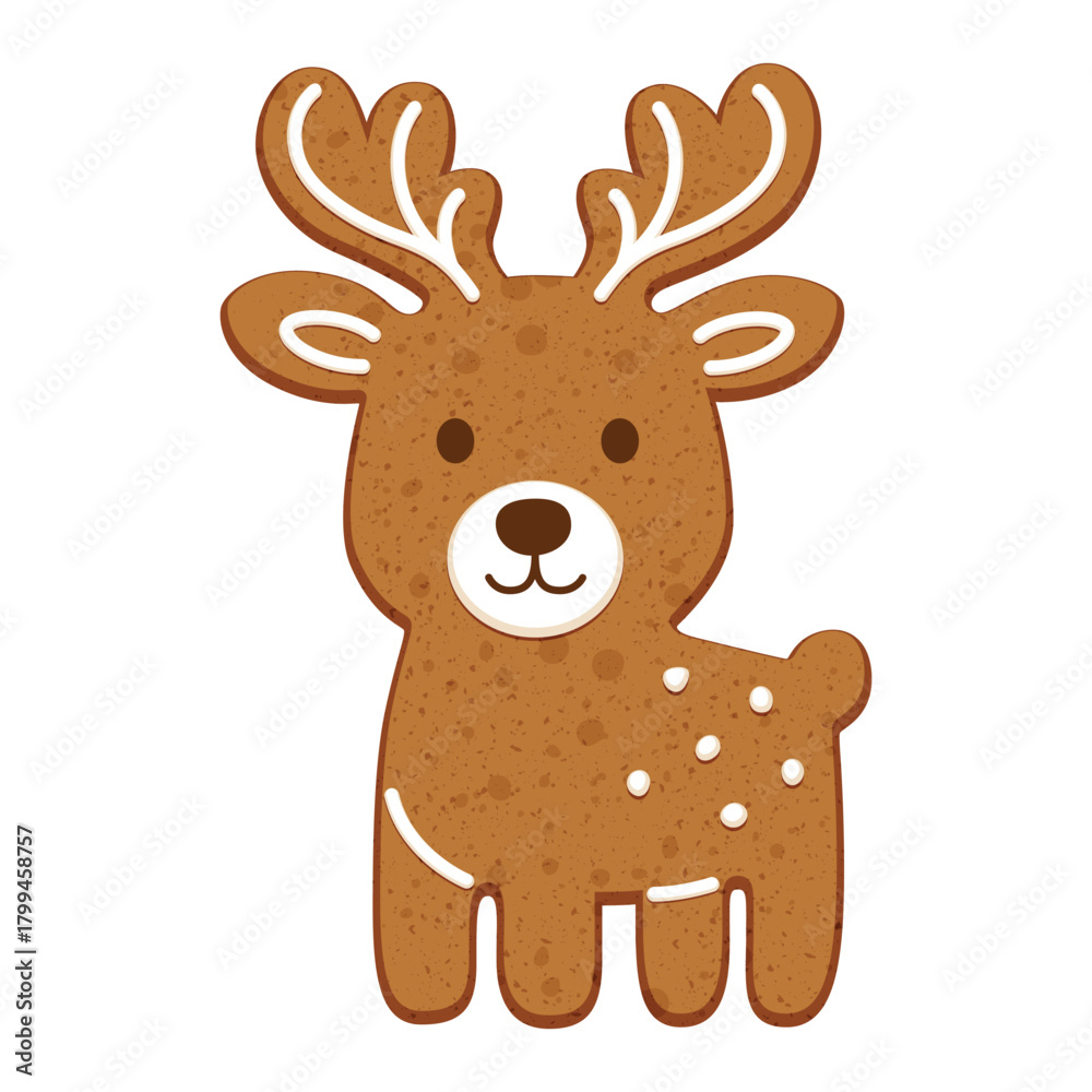 Fototapeta premium Cute, Delicious Reindeer-Shaped Gingerbread Cookie as a Treat for Christmas