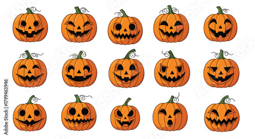 Halloween Pumpkins: A Festive Collection of Carved Faces.
