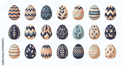 Easter Eggs Collection: Decorative Designs and Patterns.