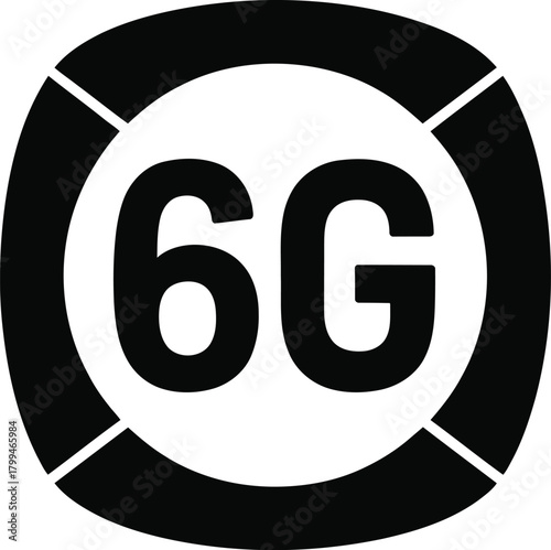 6g network technology icon for future wireless communication, speed, and connectivity. digital sixth generation broadband internet symbol.