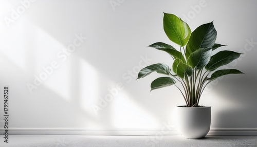 single potted plant on white n scandinavian style background