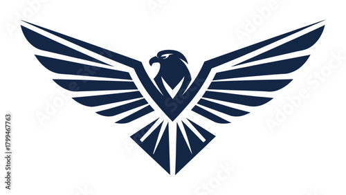 Flat hyper minimal falcon symbol, ultra clean vector logo, sharp geometric shapes, on white background.