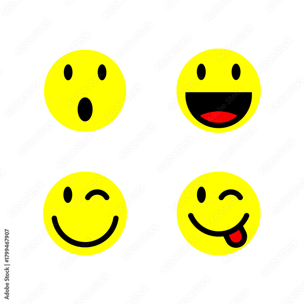 Fototapeta premium Smiley icons set. Emoticon collection. Vector illustration.