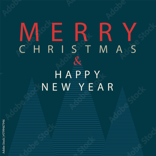 Merry Christmas and Happy New Year Greeting Card. Vector illustration for background, greeting card, party invitation card, website banner, social media banner, business and marketing material