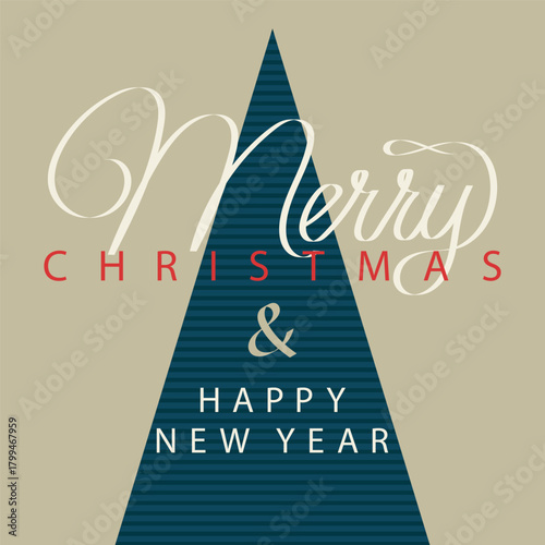 Merry Christmas and Happy New Year Greeting Card. Vector illustration for background, greeting card, party invitation card, website banner, social media banner, business and marketing material