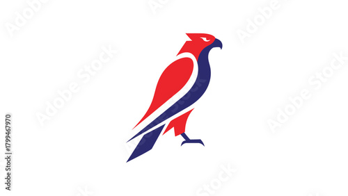 Flat hyper minimal falcon symbol, ultra clean vector logo, sharp geometric shapes, on white background.