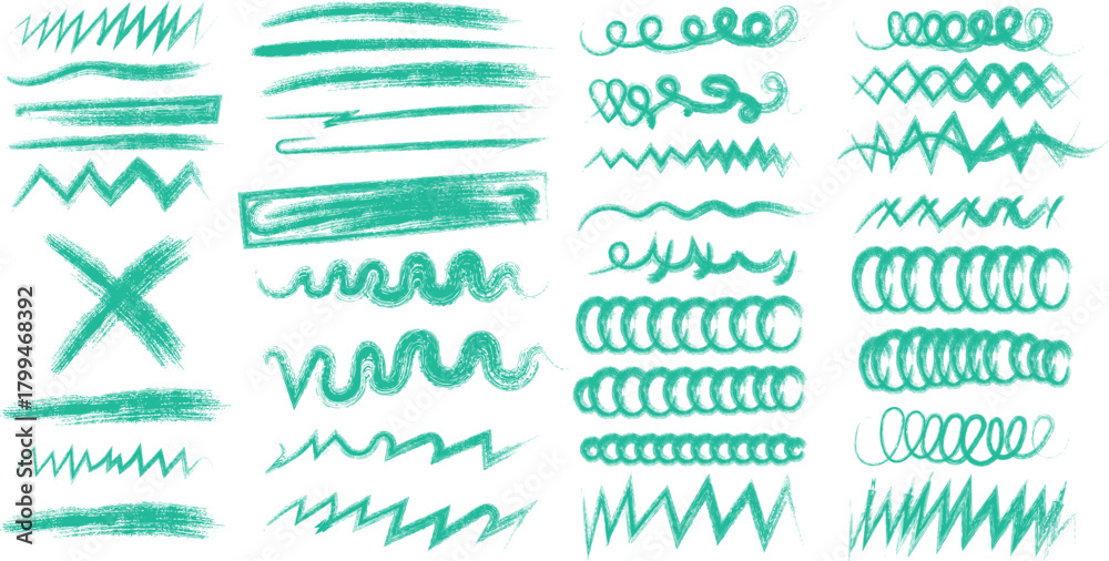 Obraz premium Colorful sketched style brush strokes abstract line art design