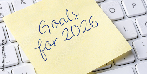 Sticky note on a keyboard - Goals for 2026