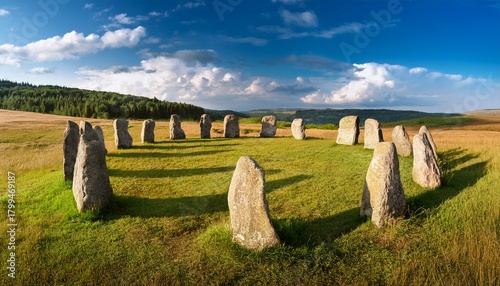 ancient stones circle summer landscape