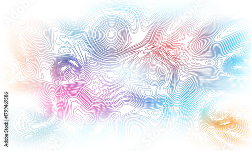 Abstract watercolor texture with swirling lines in vibrant rainbow colors and soft white background