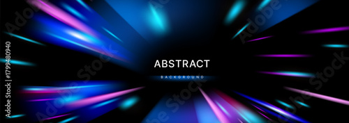 Vector abstract background with dynamic motion blue and pink light line. Futuristic technology race pattern with modern speed movement. Speed effect with lens flare