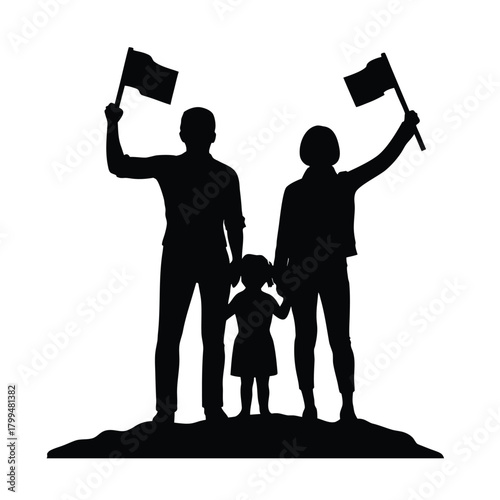 National Pride Family Silhouette Vector Illustration