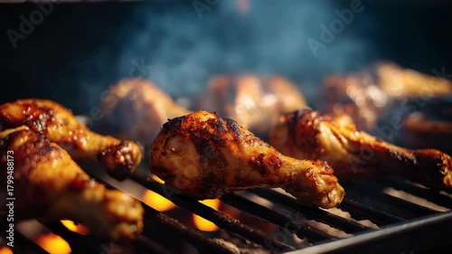 Close-up of Charcoal-Grilled Chicken Legs [4K]