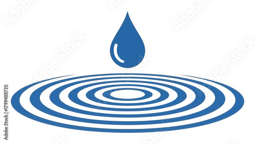 Illustration of a water drop with ripples isolated on for water conservation concept