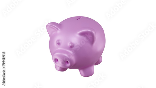 3D Pink Piggy Bank Isolated on Transparent Background – Savings, Finance, and Money Concept