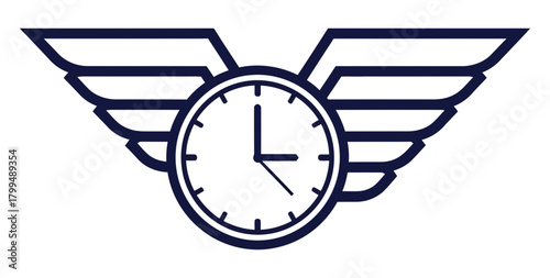 Clock with wings isolated on, symbolizing time management, efficiency, and the swift passage of time