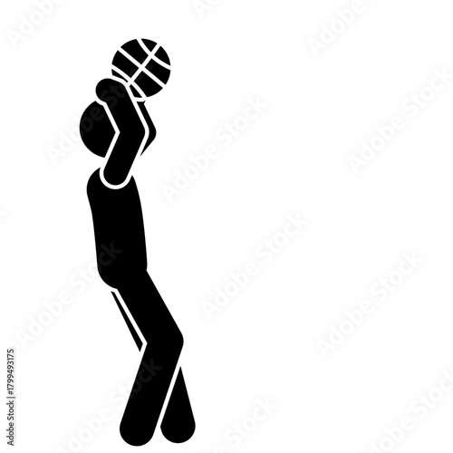 Simple Stick Figure Athlete Shooting Basketball