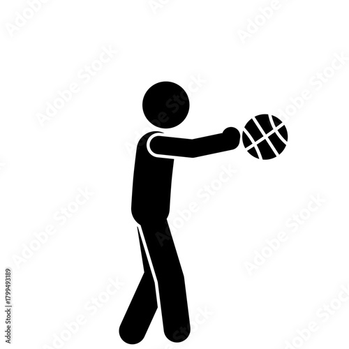 Stick Figure Basketball Player In Action Scene