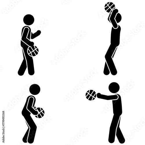 Stick Figure Basketball Player In Action Scene