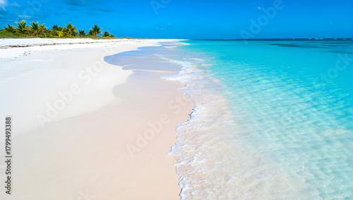 Fototapeta Naklejka Na Ścianę i Meble -  beautiful tropical sunny sandy beach, closeup, topview