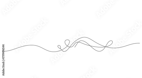Abstract continuous one line drawing of a tangled thread. A minimalist vector art graphic element for decoration or as a separator