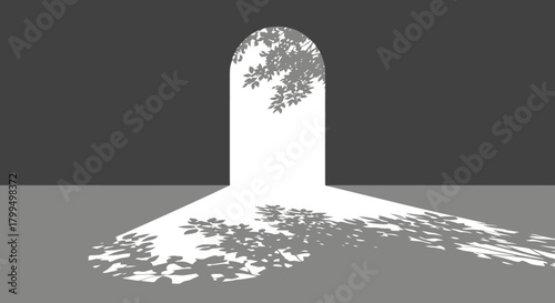 Abstract Floral Archway A minimalist illustration of light and shadow with intricate details