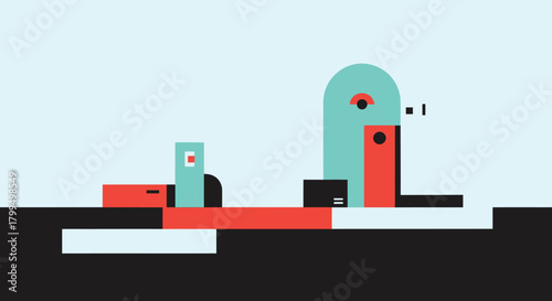 Abstract Geometric Composition A Playful Exploration of Shapes and Colors in Vector Art