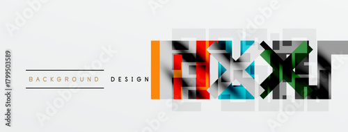 Abstract geometric design. Bright colors, triangles, rectangles create modern background. Minimalist style, clean lines, dynamic composition.