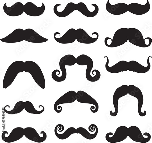 Collection of Black Silhouette Mustache Styles moustaches