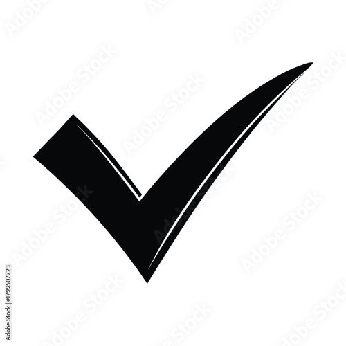 Elegant Black Check Mark Icon Vector Graphic for Website, UI Design and Affirmative Choice Illustration