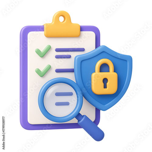 Security Audit Badge 3D icon Isolated on a Transparent Background