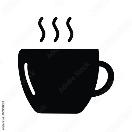 Coffee Cup Icon Hot Drink Symbol on Transparent Background