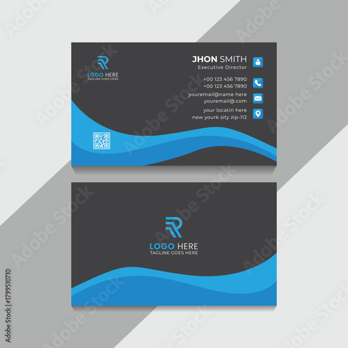 Modern blue professional business card design template