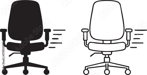 Office chair silhouette and outline isolated on transparent background
