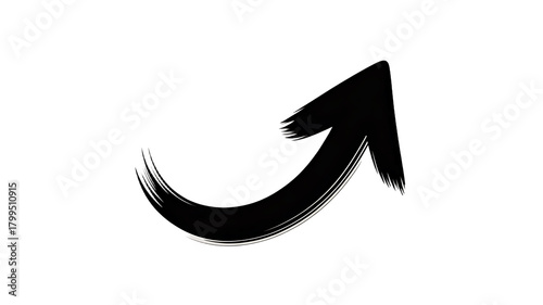 Hand drawn white arrow pointing upwards and to the right isolated on transparent background