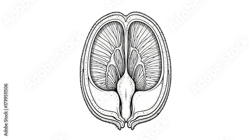 Detailed crosssection illustration of a seed