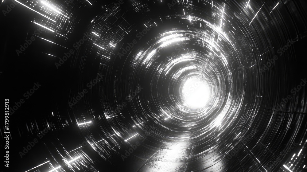 Fototapeta premium Abstract shining light portal in a dark futuristic tunnel