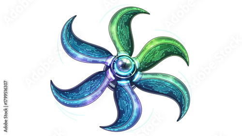 Futuristic propeller with circuit board patterns