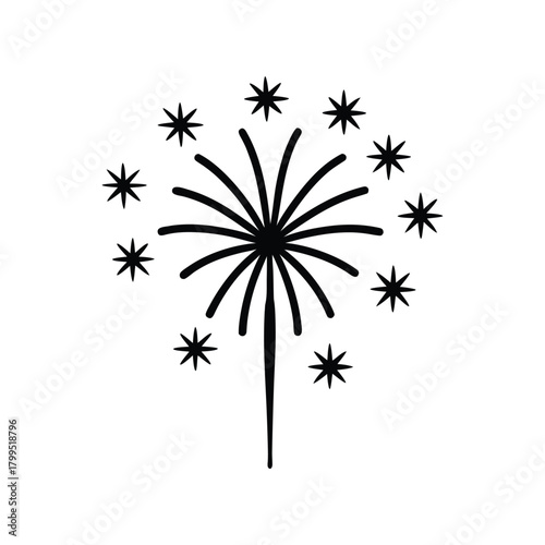Sparkler fireworks illustration, a dynamic and celebratory symbol of joy and festivity, representing the thrill and brilliance of special occasions and events