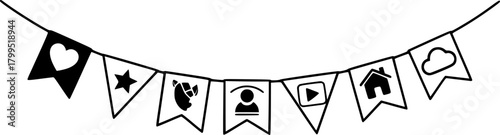 bunting icon flat vector icon
