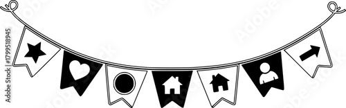 bunting icon flat vector icon
