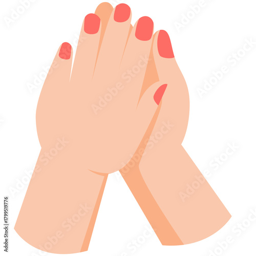 Two hands rubbing palms, perfect for demonstrating proper handwashing steps in kids’ health or parenting guides.